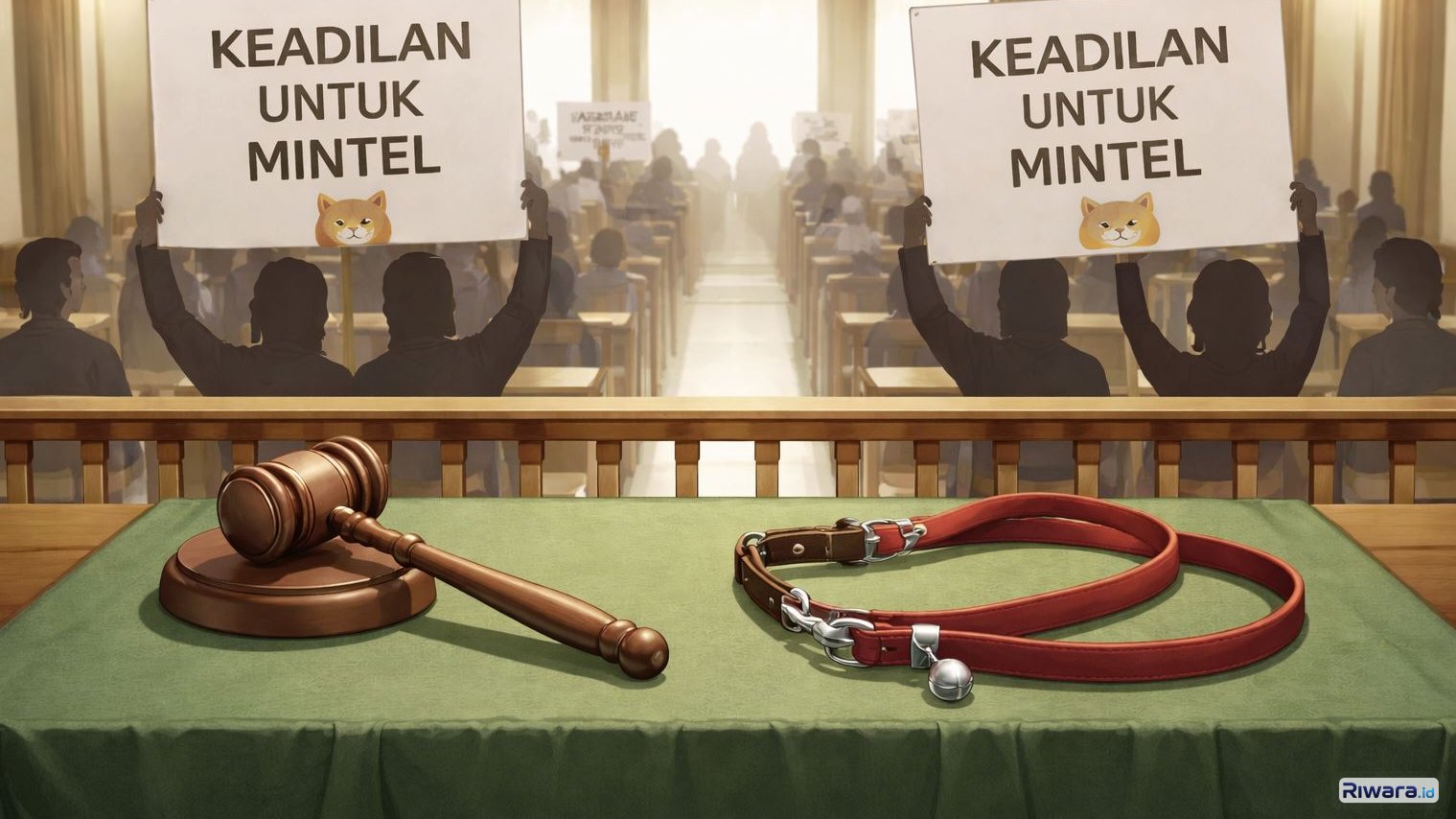 Ilustrasi sidang kasus penganiayaan kucing, dibuat dengan bantuan ChatGPT AI